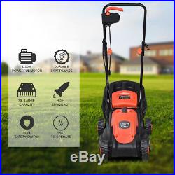 12 Amp 14-Inch Electric Push Lawn Corded Mower With Grass Bag Red