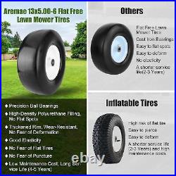 13x5.00-6 Flat Free Tire and Wheel with 1/2 3/4 5/8 Precision Bearings