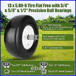 13x5.00-6 Flat Free Tire and Wheel with 1/2 3/4 5/8 Precision Bearings