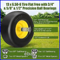 13x6.50-6 Flat Free Tire for Commercial Grade Lawn with 3/4 1/2 5/8 Bearing