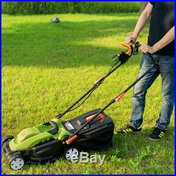 14-Inch 12Amp Lawn Mower withFolding Handle Electric Push Lawn Corded Mower Green