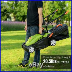 14-Inch 12Amp Lawn Mower withFolding Handle Electric Push Lawn Corded Mower Green