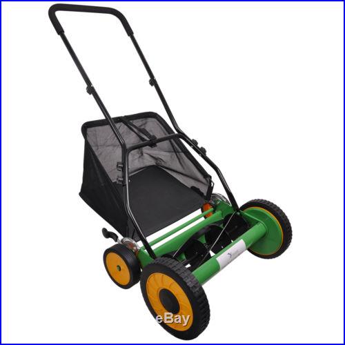 16in Classic Hand Push Reel Lawn Mower Grass Catcher 6 Adjustable Height Gift