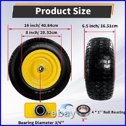 16x6.5-8 Flat-Free Tires and Wheels with 1 Grease Bearings and 3/4 Bearings