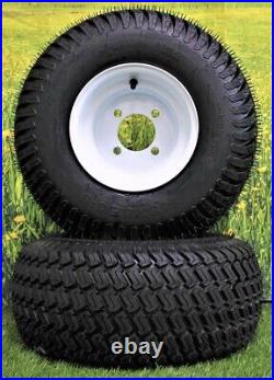 18x8.50-8 Turf Tires 8x7 with White Steel Wheels Fits Lawn Mowers & Golf Carts