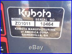 2016 Kubota ZD1011 Zero Turn Mower, 19HP Diesel, 48in Hyd Lift Deck, 136 Hours