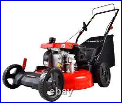 209CC Engine 21 3-in-1 Gas Powered Push Lawn Mower with 8 Rear Wheel Bag