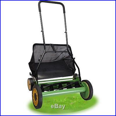 20 Height Adjustable Classic Hand Push Lawn Mower Reel Grass Catcher