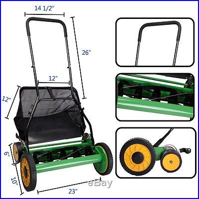 20 Lawn Mower Classic Hand Push Reel W/ Grass Catcher 6 Adjustable Height