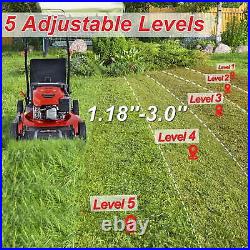21 3-in-1 Gas Push Lawn Mower 170cc with Steel Deck Adjustable Height 8'' Wheel