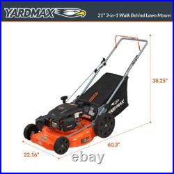 21 in. 170cc 3-in-1 Gas Walk Behind Push Lawn Mower with High Rear Wheels