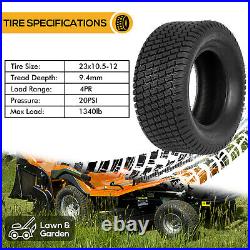 23x10.50-12 Lawn Mower Tractor Turf Saver Tire, 4 ply Tubeless, 1340lbs Set of 2