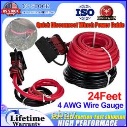 24 FT Quick Disconnect Winch Power Cable, 4 Gauge 4 AWG Wiring for Winch Trailer