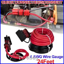 24 FT Quick Disconnect Winch Power Cable, 4 Gauge 4 AWG Wiring for Winch Trailer