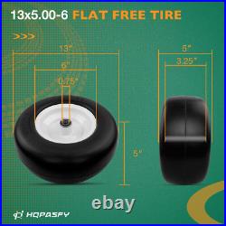2PCS 13x5.00-6 Front Smooth Flat Free Tire & Wheel Set For Zero-Turn Lawn Mower