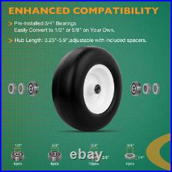 2PCS 13x5.00-6 Front Smooth Flat Free Tire & Wheel Set For Zero-Turn Lawn Mower