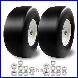 2Pcs 13x5.00-6 Flat Free Tire and Wheel for Lawn Mowers & Zero Turn Mowers