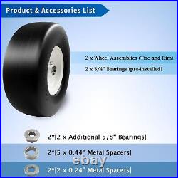 2Pcs 13x5.00-6 Flat Free Tire and Wheel for Lawn Mowers & Zero Turn Mowers