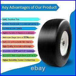 2Pcs 13x5.00-6 Flat Free Tire and Wheel for Lawn Mowers & Zero Turn Mowers