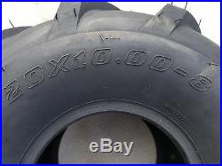 2 20x10.00-8 4P OTR FieldMaster Tires Lug AG PAIR 20x10-8 20x10.0-8