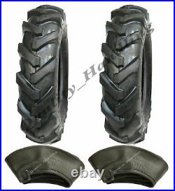 2 400-8 cleated tyres. Open cente, rotovator, lug, chevron + tubes 4ply pair