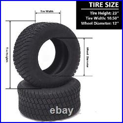 2 New 23x10.50-12 Tires Golf Cart Lawn Mower Tractor Turf Tire 4 Ply 23x10.5-12