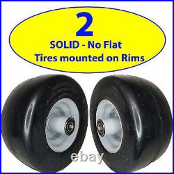 2 New Flat free 15x6.00-6 Smooth Lawnmowers Tire withRim, Bore 1 Sealed Bearings