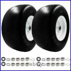 2 PCS Premium 13x6.5-6 Flat Free Tire & Wheel for Lawn Mowers & Zero Turn Mowers