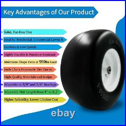 2 PCS Premium 13x6.5-6 Flat Free Tire & Wheel for Lawn Mowers & Zero Turn Mowers