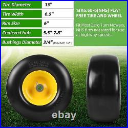 (2-Pack) 13x6.50-6 Flat Free Tire & Wheel Universal 13x6.5-6 Solid Rubbe Riding