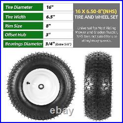 (2 Pack) 16 x 6.50-8 Tire and Wheel Set, 4 Ply Tubeless Mower Tires with Rim