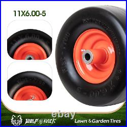 2 Pk 11x6.00-5 Flat Free Tire and Wheel, 5.875 Centered Hub 3/4 Bushings Size