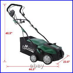 2-in-1 Electric Lawn Dethatcher with Collection Bag 16 Inch 15 Amp Scarifier