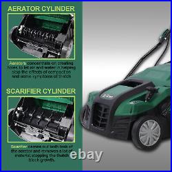 2-in-1 Electric Lawn Dethatcher with Collection Bag 16 Inch 15 Amp Scarifier