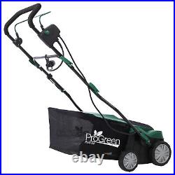 2-in-1 Electric Lawn Dethatcher with Collection Bag 16 Inch 15 Amp Scarifier