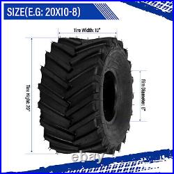 2pcs 20x10.00-8 Lawn Mower Tractor Turf Tires 4PR 20x10-8 Tubeless 1190Lbs