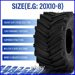 2pcs 20x10.00-8 Lawn Mower Tractor Turf Tires 4PR 20x10-8 Tubeless 1190Lbs