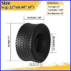 2pcs 22x11.00-10 Lawn Mower Tractor Turf Tires 4 Ply 22x11-10 Tubeless 1480Lbs
