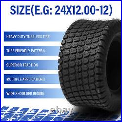 2pcs 24x12.00-12 Lawn Mower Garden Tractor Turf Tires 8 Ply 24x12-12 24x12x12