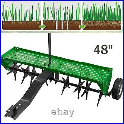 48 122CM Tow Plug Lawn Aerator Lawn Spike Aerator Lawn& Garden Steel Heavy Duty