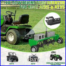 48 122CM Tow Plug Lawn Aerator Lawn Spike Aerator Lawn& Garden Steel Heavy Duty