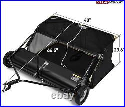 48 Tow-Behind Lawn Sweeper for Grass Collection with Leaf Collector Hopper