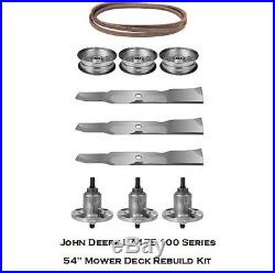 54 Mower Deck Rebuild Kit Fits John Deere LA175 100 Series Blades Spindles 130