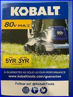 BRAND NEW Kobalt 80-volt Brushless Li Ion 21-in Electric Lawn Mower 2 Batteries