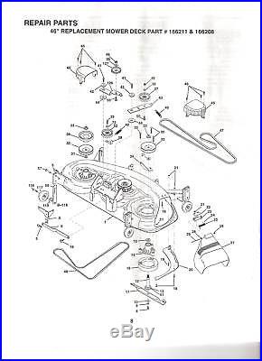 CRAFTSMAN 46 RIDING MOWER DECK COMPLETE 166211 166208 & FITS POULAN HUSQVARNA