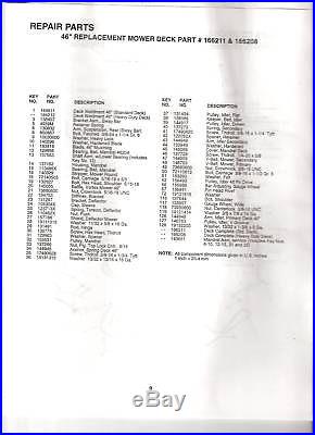 CRAFTSMAN 46 RIDING MOWER DECK COMPLETE 166211 166208 & FITS POULAN HUSQVARNA