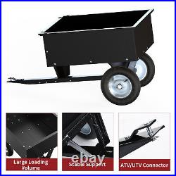 Dump Cart Tow Behind Lawn 350LB Steel Black for Lawn Tractor & ATV UTV With Wheels
