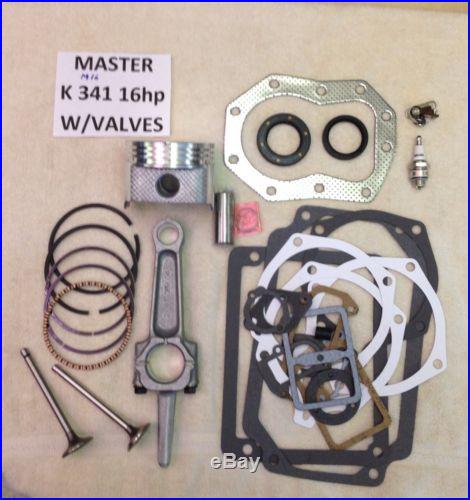 ENGINE REBUILD MASTER KIT W/Valves FOR KOHLER K341 16HP M16 w/16hp rod not 12hp