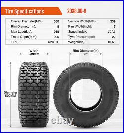 Full Set 4 15x6-6 20x8-8 Lawn Mower Tires 4Ply Garden Tractor Tires Front & Rear