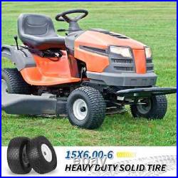 GICOOL 15x6.00-6 Flat Free Lawn Mower Tire and Wheel 2 Pcs 15x6-6nhs Riding